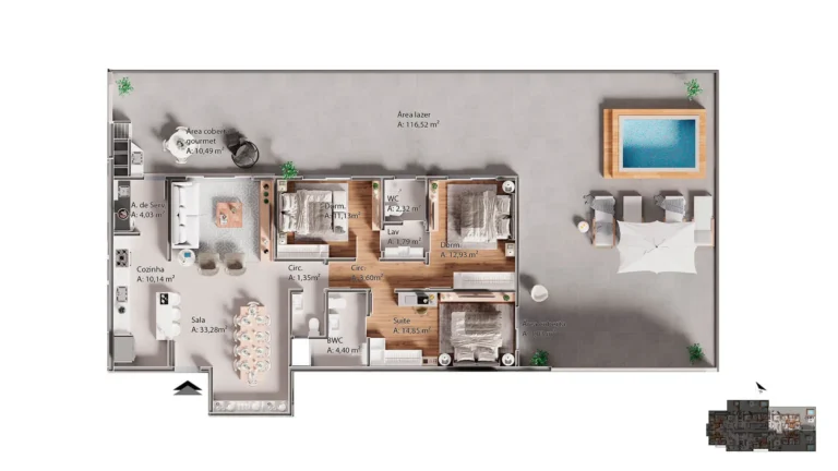 terraço 3 dorms - tipo 01